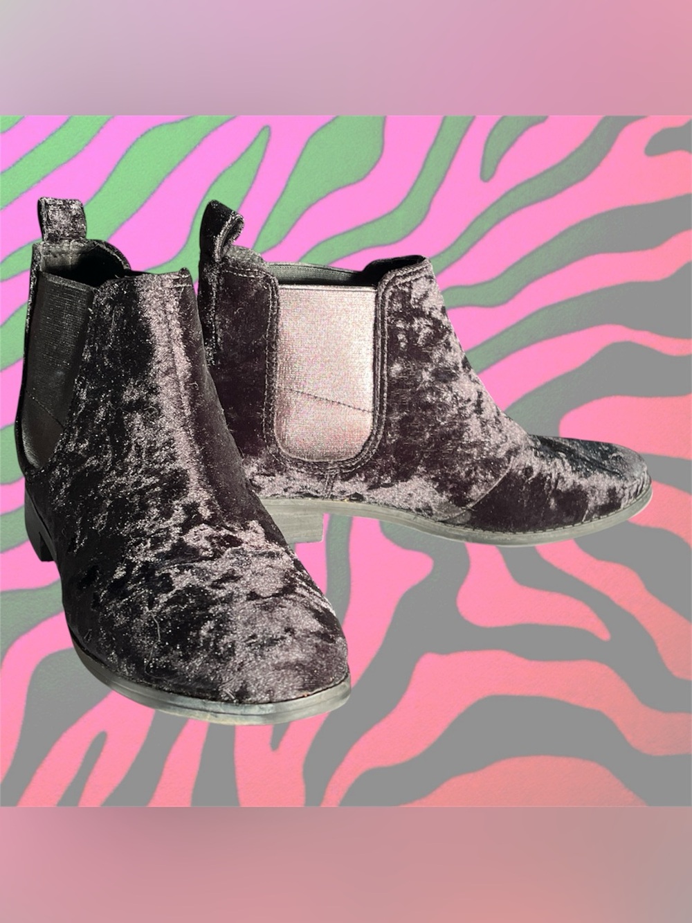 TOMS crushed velvet chelsea boot booties